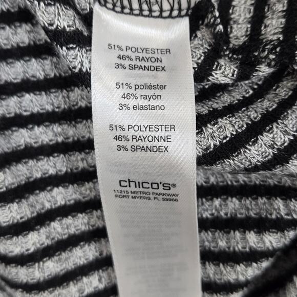 Weekends by Chico's Trailwinds Stripe Cowl Top sz 1 (M) Black Gray Long Sleeve - Picture 10 of 15